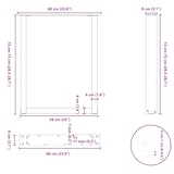 thumbnail of Helloshop26 - Set aus 2 U-förmigen Esstischbeinen 60 x 73 cm mit verstellbaren Nivellierfüßen modernes Design Stahl natur 02_0057423
