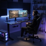 thumbnail of Schreibtisch Worktime Game 140 x 100 LED elektrisch höhenverstellbar schwarz hjh OFFICE