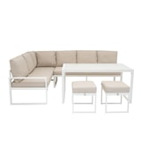 thumbnail of Aluminium 5-teiliges Ecksofa-Set mit schwarzer Rattan-Aufbewahrungsbox - Weiß
