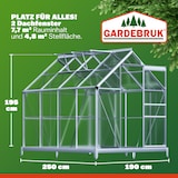 thumbnail of GARDEBRUK® Gewächshaus Aluminium 4,8m² mit Fundament 250x190cm inkl. 2 Dachfenster