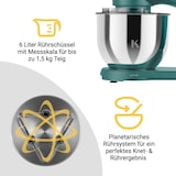 thumbnail of KLAMER Küchenmaschine 1800W, Knetmaschine mit 6 Liter Edelstahl Schüssel, 10 Geschwindigkeitsstufen mit Timer, Rührbesen, Knethaken, Schneebesen und …