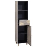 thumbnail of Helloshop26 - Moderner Badezimmerschrank mit Schublade 38 x 33 x 160 cm elegantes und schickes Design aus massivem grauem Mangoholz 02_0057888