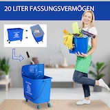 thumbnail of Reinigungswagen Mopp Eimer 60x27x71 cm 20 L mit Schleuder und Separator mit 4 Rollen Griff für sauberes und schmutziges Wasser Blau