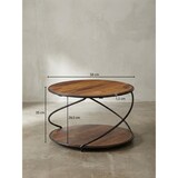 thumbnail of Couchtisch aus Sheesham Massivholz und Edelstahl, Schwarz/Braun, 2 Ablageflächen. 58x58x35 cm | Kadima Design
