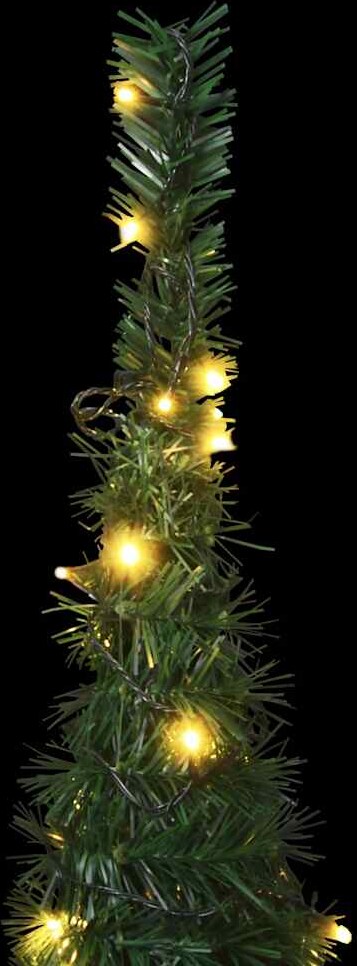 Eine künstliche Tanne mit Lichterkette.