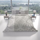 thumbnail of Bettwäsche Baumwolle 135x200cm Biber Beige Taupe Gestreift Ornamente warm flauschig mit Reißverschluss 4 teilig