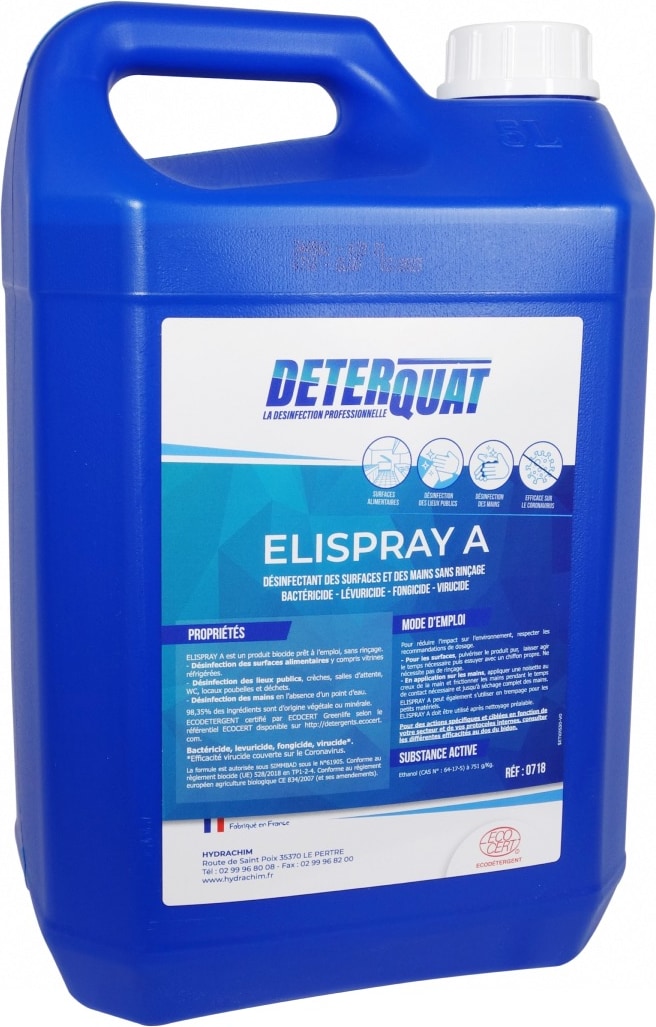 Desinfektionsmittel Elispray Virucide - Ohne Spülung und gebrauchsfertig - 5L-Kanister - HYDRACHIM