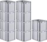 thumbnail of PROREGAL 10x Eurobox NextGen Grip | HxBxT 32x30x40cm | 30 Liter | Griffe geschlossen | Glatter Boden | Eurobehälter