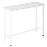 thumbnail of Mesa de Bar Mesa de Comedor con Superficie de Granos de Mármol Estructura de Acero Estilo Moderno para Cocina Bistro Cafetería 120x40x100 cm Blanco