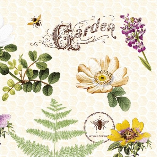 Mank Serviette Softpoint Bee-Keeping, 40 x 40 cm, 50 Stück - Bienen Natur Blumen Blüten Gräser
