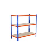 thumbnail of SimonRack Scaffali Metallo Garage 900x1200x400 mm, 3 Niveaux, Ripiani in Legno, 200 kg per Ripiano, Blu/Arancione/Legno – Maderclick