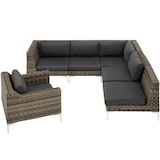 thumbnail of tectake Conjunto modular de mesa y sillas Villanova de aluminio, esquina izquierda  Antracita-Jaspeado