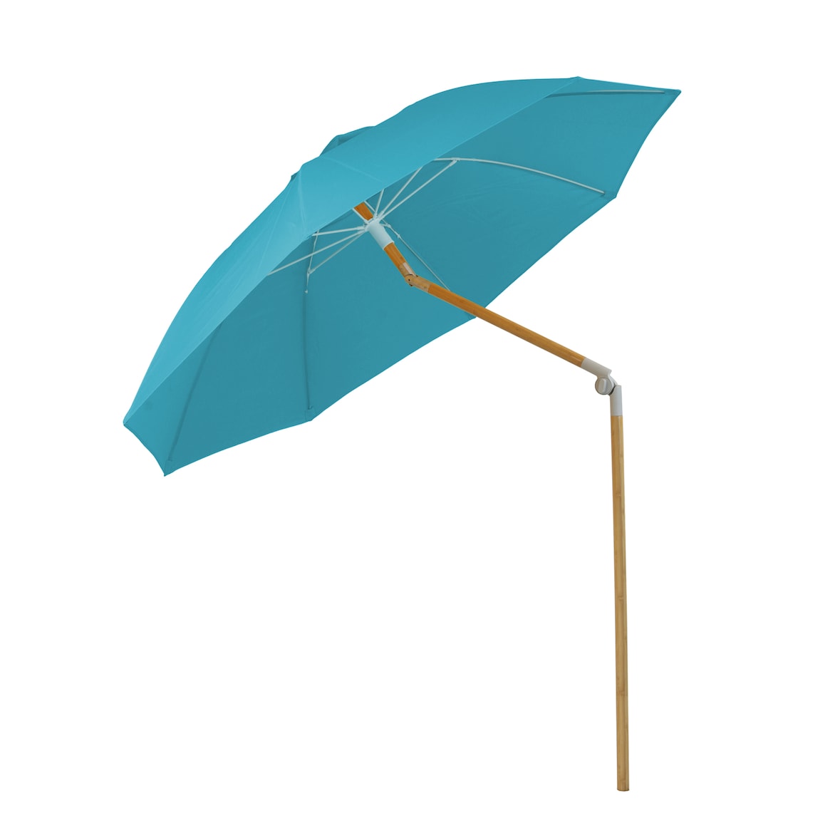SVITA Set Sonnenschirm Bambus 2m Sonnenschirmständer Gartenschirm Balkonschirm Hellblau