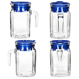 thumbnail of 4x KORA Kühlschrankkrug mit Deckel blau 0,5L Henkel Glas-Karaffe Kanne Saft Wasser