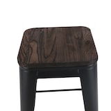 thumbnail of Tabouret de bar en métal noir mat style industriel et assise en bois foncé - Hauteur 66 cm