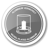 thumbnail of Kerzenhalter Blitu (Höhe 25 cm), mit Glas, Aluminium vernickelt, für Stumpenkerze ø 8 cm