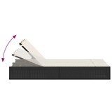 thumbnail of vidaXL Ligbed 2-persoons met kussens poly rattan zwart
