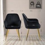 thumbnail of Esszimmerstuhl SULIS - Samt Schwarz 60x86x57 cm Gold | Essstühle Esszimmerstühle Küchenstühle Wohnzimmerstühle