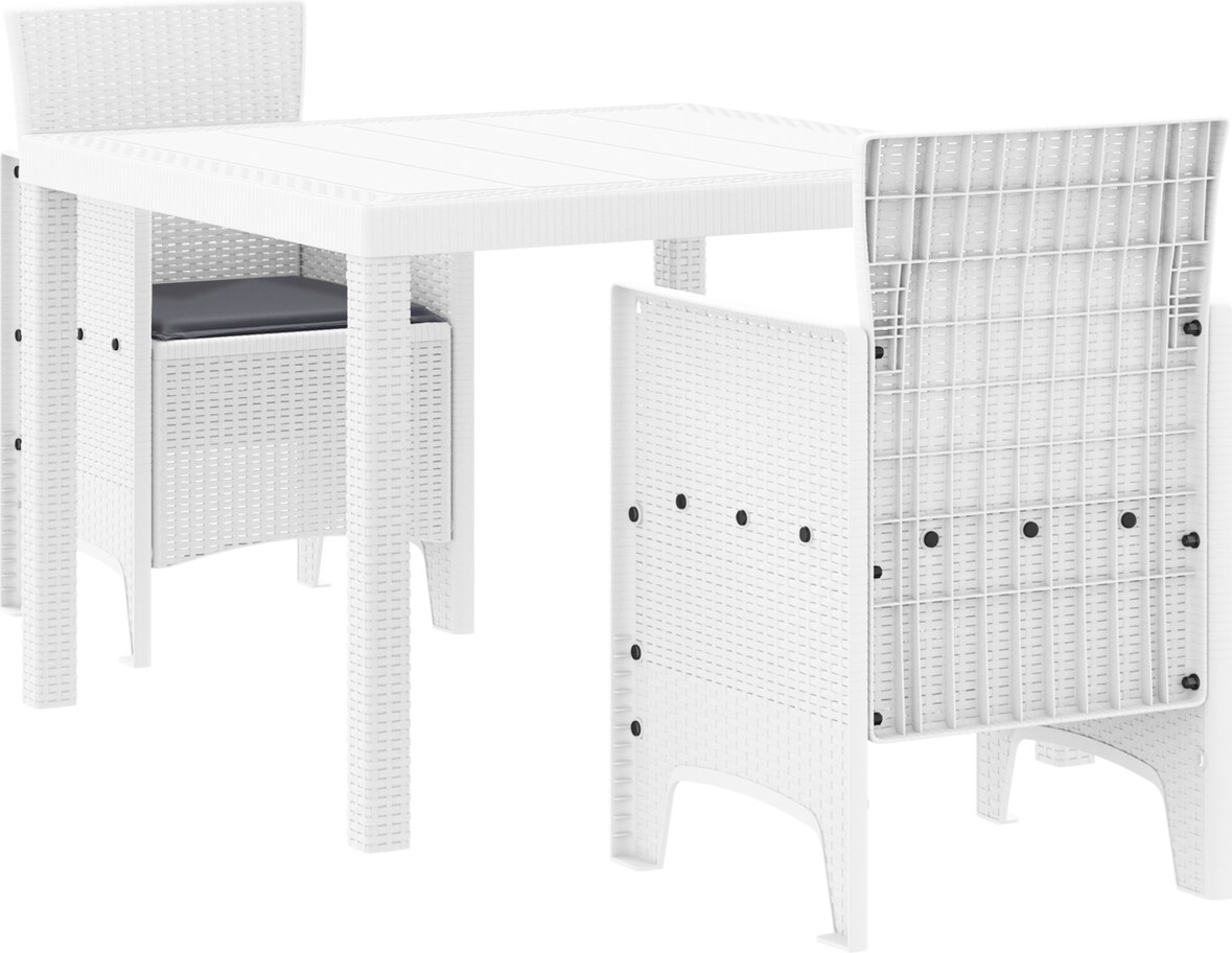 vidaXL Garten-Essgruppe 3 pcs Weiß 100 x 100 x 73 cm Poly-Rattan