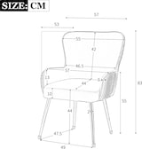 thumbnail of Esszimmerstuhl 6er Set Samt Beige 83x57x53 cm mit Armlehnen, Lendenstütze, verstellbaren Füßen und Metallbeinen, elegantes Faltendesign