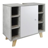 thumbnail of Waschbeckenunterschrank `Martha` marmor optik, grau eintürig, mit Seitenfächern 60x30x60cm