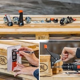 thumbnail of HMF 6750 Schwerlastrollen absenkbar für Werkbank, 4 Stück, 65 mm, bis 300 kg, Schwarz