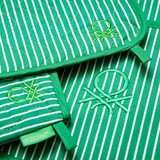 thumbnail of Benetton - 3-tlg. Set Schürze (Schürze + Ofenhandschuh + Topflappen) 100% Baumwolle 190Gsm Grün Rainbow Be