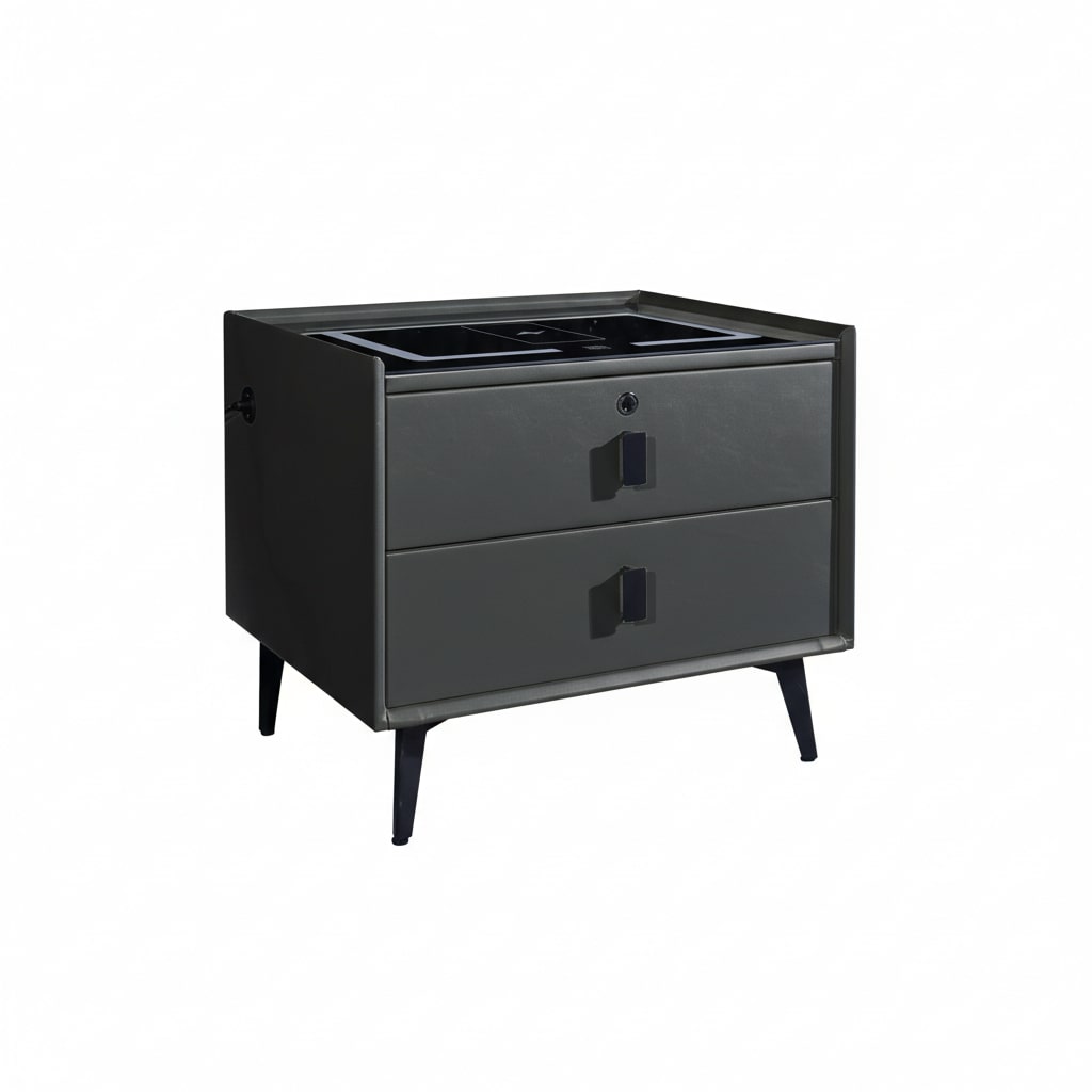 Comodino Smart LED Ricarica USB Wireless Mobile Notte Legno 50x40x50 cm - nero