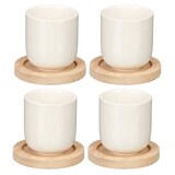 thumbnail of San Ignacio KINVARA - Set de 4 Vasos de Cerámica 5,5x6,5cm con Posavasos 8cm Blanco