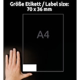 thumbnail of Avery Zweckform 3475 Universal-Etiketten, A4 mit ultragrip, Adressaufkleber, 70 x 36 mm, 100 Bogen/2.400 Etiketten, weiß