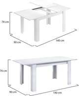 thumbnail of Dmora Ausziehbarer Tisch Midland, Ausziehbare Konsole für Esszimmer, Ausziehbarer Küchentisch mit Verlängerung, 140/190x90h78 cm, Weiß