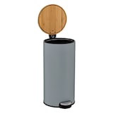 thumbnail of Poubelle 30 Litres en Métal Gris et Couvercle en Bambou