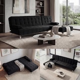 thumbnail of Schlafsofa HWC-K22, Couch Ecksofa Sofa, Liegefläche links/rechts Schlaffunktion 236cm ~ Samt schwarz
