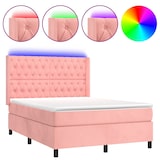 thumbnail of vidaXL Boxspringbett mit Matratze & LED Rosa 140x190 cm Samt