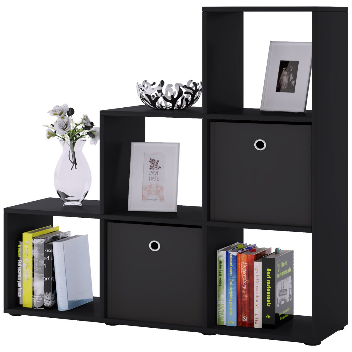 VCM Nitas Regal , Raumteiler 6 Fächer schwarz.