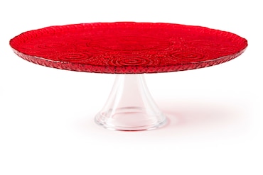 Excelsa alzata torta Arabesque Red vetro 31xH10x31 cm rosso