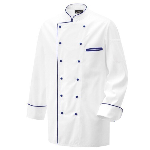 203 - Kochjacke weiß langarm mit Paspel in verschiedenen Farben : navy 100% Baumwolle 230 g/m² (15) 3XL