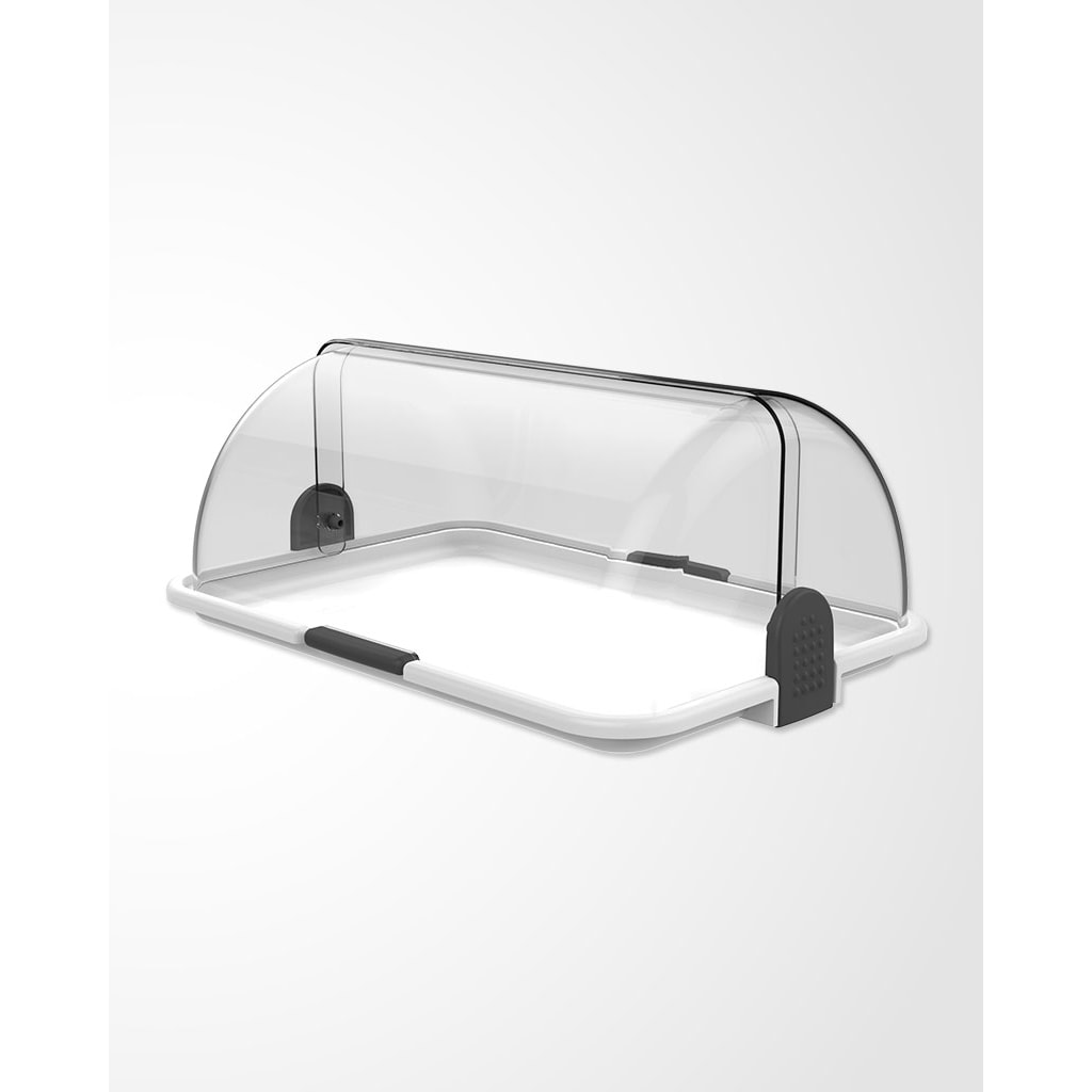 Biesse buffet Vitrine groot, plastic, wit: 46,5 x 31,5x 19,5 cm.