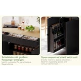 thumbnail of Kücheninsel 137x70x90 cm mit klappbarer Arbeitsfläche Natural+Black MDF mit Schubladen Türregal Handtuchhalter und arretierbaren Rollen
