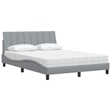 thumbnail of vidaXL Bett mit Matratze "Hanko" Hellgrau 140x200 cm Stoff