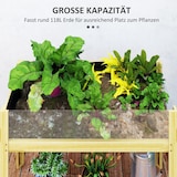 thumbnail of Hochbeet aus Holz Naturholz 110x50x80 cm mit Acrylplatten, Entwässerungslöchern und Stofffutter, wetterbeständiger Pflanzkasten für Garten und Balkon