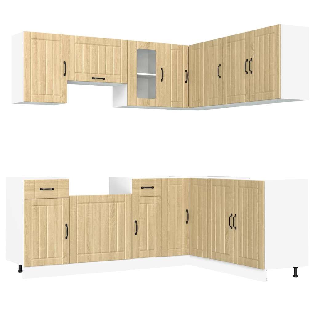 vidaXL 11-tlg. Küchenschrank-Set Kalmar Sonoma-Eiche Holzwerkstoff