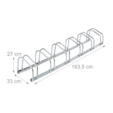 thumbnail of Relaxdays Fahrradständer Boden, für 6 Fahrräder, bis 60 mm Reifenbreite, Metall, Garage, Fahrrad-Aufstellständer, silber