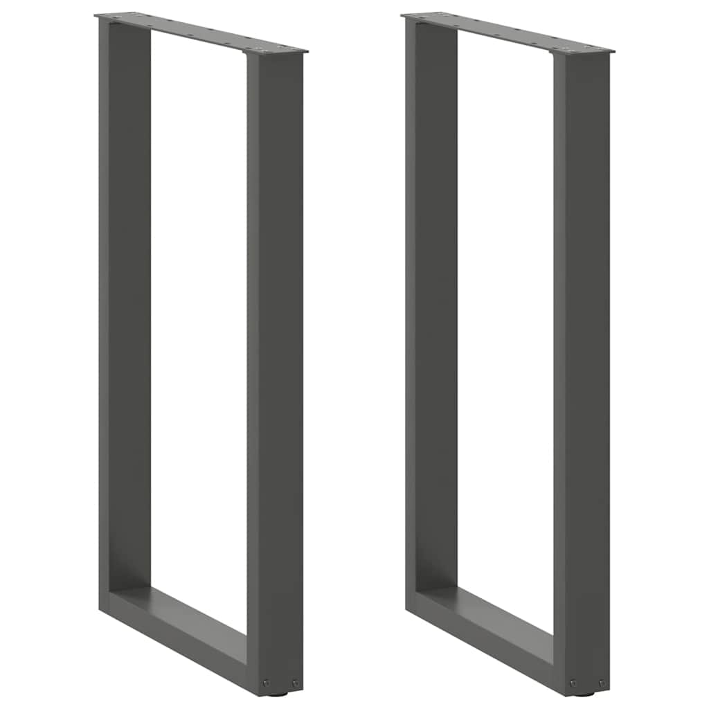 Helloshop26 - Set di 2 gambe per tavolo da bar a forma di U 60 x 100 cm con moderna regolazione dell'altezza in acciaio antracite 02_0057478