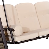 thumbnail of Outsunny Columpio Balancín de Jardín de 3 Plazas con Techo Parasol 2 Cojines Bandeja para Bebidas y Marco de Metal Carga 360 kg 207x120,5x174 cm