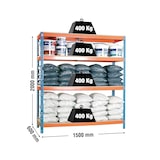 thumbnail of Simon Rack Estanteria Industrial, 2000x1500x600 mm, 400 kg de Punto Flexión, 4 Estantes Madera, Azul/Naranja/Madera - SimonTaller