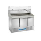 thumbnail of Banco pizzeria refrigerato con n° 3 porte GN 1/1 e vetrinetta portagusti per 6 bacinelle GN 1/4