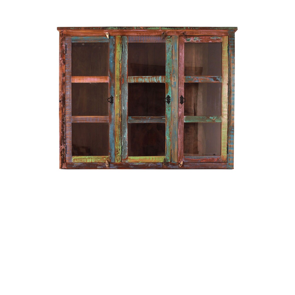 SIT Möbel Kastuitbreiding | 3 deuren met glasinzet | Oud hout gelakt | gekleurd | B 140 x D 40 x H 110 cm | 09134-98 | Serie RIVERBOAT