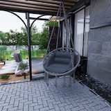 thumbnail of Poltrona Sospesa Pensile Da Giardino Corda In Cotone Struttura In Acciaio Cuscino Sedia Dondolo Amaca Esterno Terrazzo Design Fino A 160 Kg Grigio