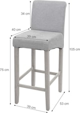 thumbnail of 2er-Set Barhocker gepolstert mit Lehne | Sitzhöhe 75cm | Holz | Grau matt | helle Beine | Kunstleder | Barstuhl Tresenhocker